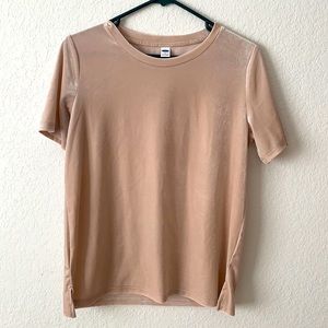 Beige velvet shirt - S